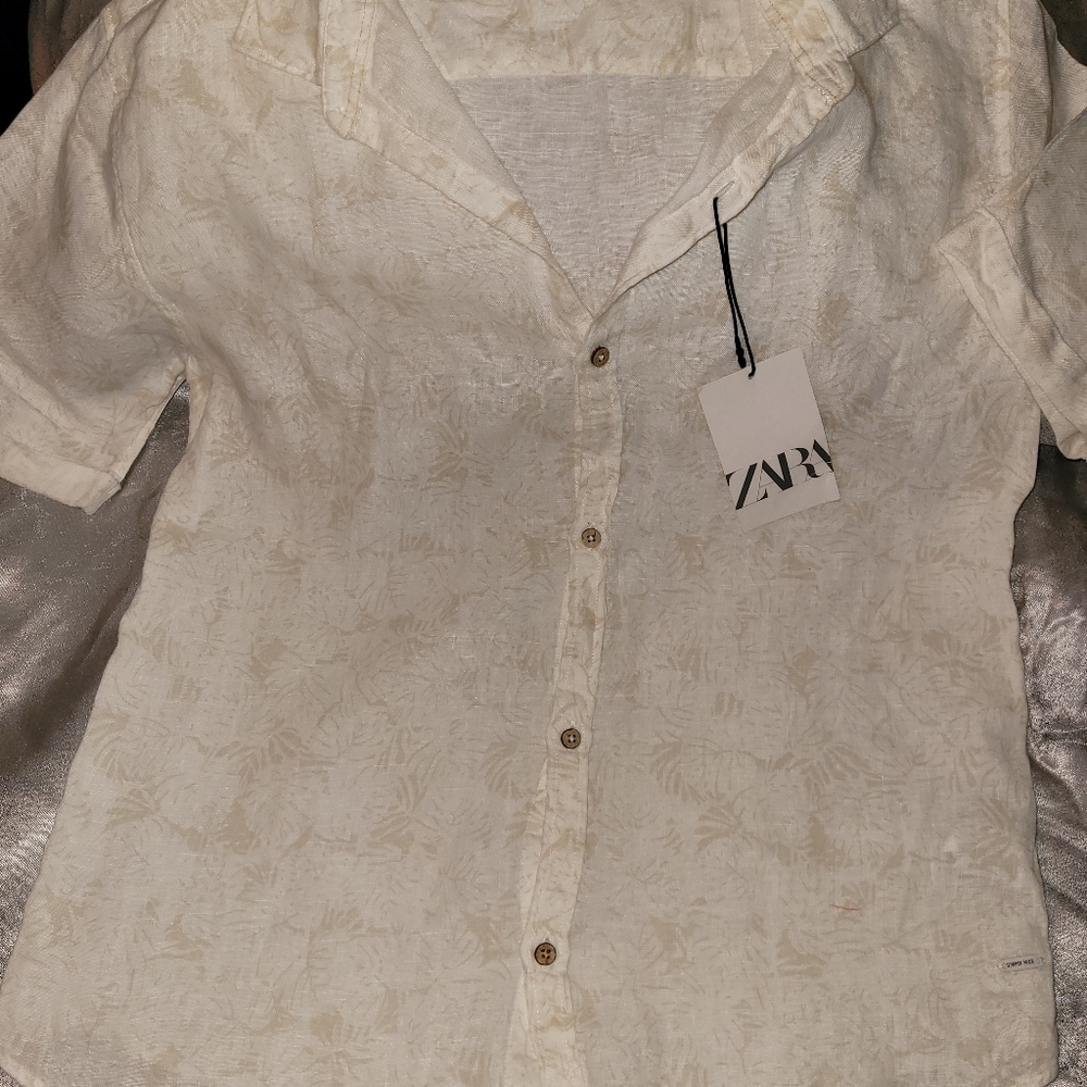 ZARA BUTTON LINEN SHIRT